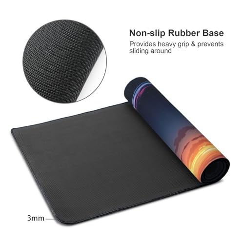 XXL Gaming Mouse Pad 35.4 x 15.7 Inch, Large Desk Mousepad with Comet Design, Water-Resistant Surface, Stitched Edges, Non-Slip Rubber Base Desk Mat - color: Comet