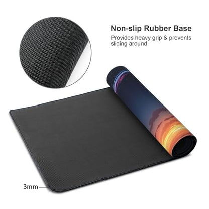 XXL Gaming Mouse Pad 35.4 x 15.7 Inch, Large Desk Mousepad with Comet Design, Water-Resistant Surface, Stitched Edges, Non-Slip Rubber Base Desk Mat - color: Comet