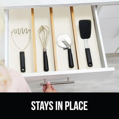 GORILLA GRIP powerGRIP Drawer Shelf and Cabinet Liner, Thick Strong Hold, Non-Adhesive Liners Protect Kitchen Cabinets and Cupboard, Bathroom Drawers, Easy Install, Breathable Mat, 12" x10' Snow White - color: Snow White, style: 12" x 10'