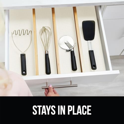 GORILLA GRIP powerGRIP Drawer Shelf and Cabinet Liner, Thick Strong Hold, Non-Adhesive Liners Protect Kitchen Cabinets and Cupboard, Bathroom Drawers, Easy Install, Breathable Mat, 12" x20' Snow White - color: Snow White, style: 12" x 20'