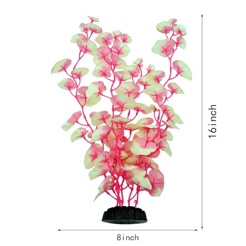 16 Inch Aquarium Fish Tank Plant Betta Fish Tank Decor,2 Pack Silk Aquarium Plants for Aquarium Decoration (White-Pink)