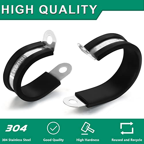 56PCS Cable Clamps Assortment Kit,6 Sizes—1/4" 5/16" 3/8" 1/2" 5/8" 3/4" Stainless Steel Rubber Coated Cushioned Insulated Cable Clamp,Automotive Cable Wire Clamps,Pipe Clamps,Metal Clamp