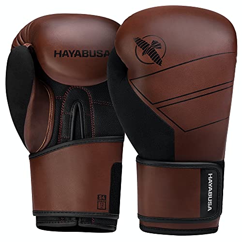 Hayabusa S4 Leather Boxing Gloves | 12oz Boxing Gloves, Muay Thai Gloves, Kickboxing Gloves, Leather Training Gloves, Men and Women, 16oz Boxing Gloves - color: Brown, size: 14 oz
