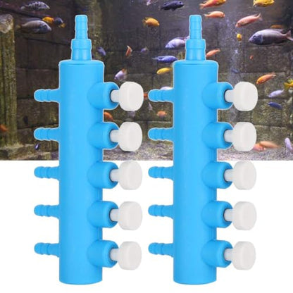 Fishtank Air Splitter, 2pcs Aquarium Air Flowing Control Lever Valve Pipe Distributor Aquarium Oxygen Pump Adapter Accessory Air Flow Splitter Pump Lever Control Valve for Aquarium Fish Tank(5 Way)
