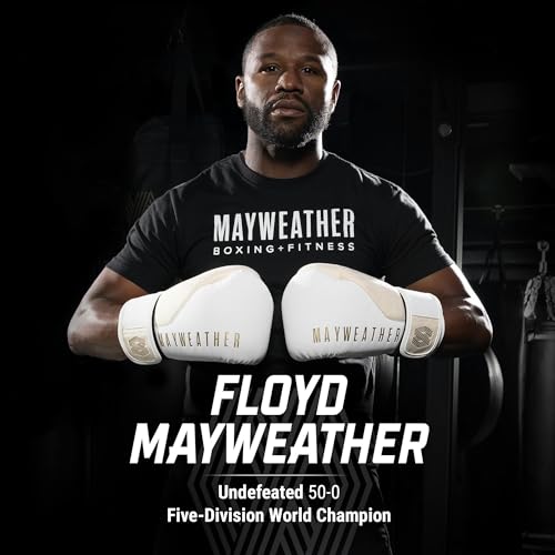 Hayabusa Mayweather Champ Boxing Gloves for Men and Women - color: White/Gold, size: 10oz