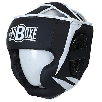 Boxing Head Guard Muay Thai MMA Sparring Headgear… (Black/White, Small/Medium)