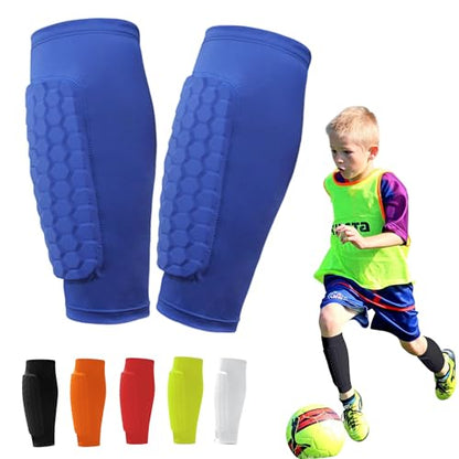 Soccer Shin Guards Pads for Youth Adult - color: Blue, size: Small