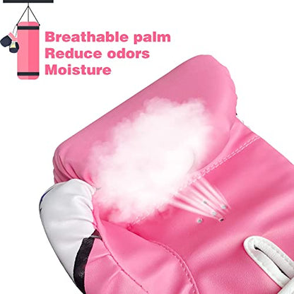 CKE Boxing Gloves for Kids Ages 5-12, Beginner Punch Bag Training Gloves | Youth boxing gloves and kids boxing gloves for boys and girls, ideal for beginner practice, punching drills and training - color: PINK