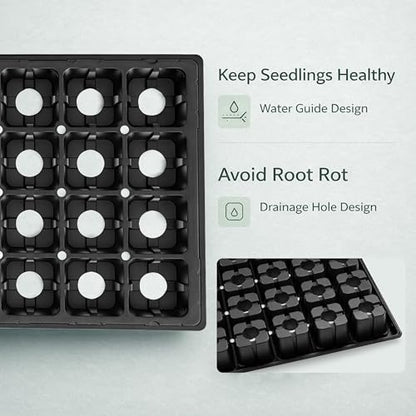 Gardzen 10 Pack 32 Cell Seed Starter Trays, 2" Deep Plug Tray for Seedlings, Heavy Duty Seedling Trays with Drainage Holes, Fit Standard 1020 Drip Tray for Indoor&Outdoor Use