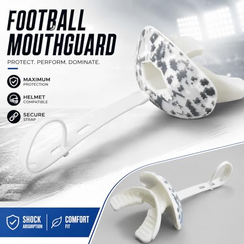 Football Mouth Guard with Strap, Breathable MouthGuard for Youth and Adults, Teeth and Lip Protector - color: Pixel