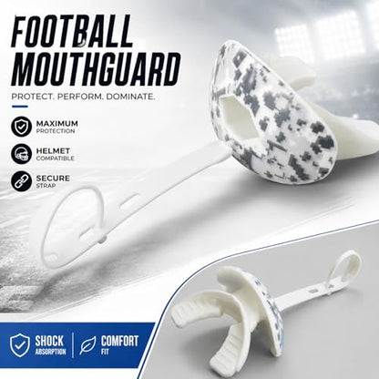 Football Mouth Guard with Strap, Breathable MouthGuard for Youth and Adults, Teeth and Lip Protector - color: Pixel