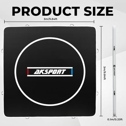 AKSPORT Inflatable Wrestling Mat 10x10FT Training Mat | 4-inch PVC cushioning|easy to clean and store|for family training, PE classes, camps and clubs，BJJ, MMA and judo practice