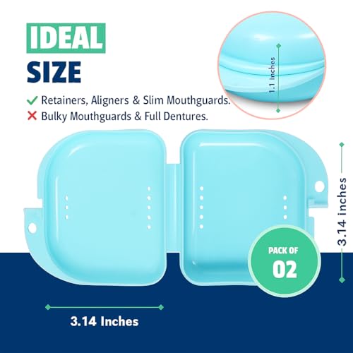 Retainer Case 2 Pack, Vented Mouth Guard & Aligner Case Holder - color: Bluish, size: Pack of 2