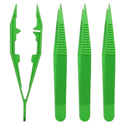 4 Pcs Plastic Tweezers for Feeding Reptiles,10cm Plastic Feeding Reptile Tongs Feeding Tweezers Reptile for Snakes Lizard Tortoise Gecko Kids Tweezers for Beads Children Handmade DIY Crafts