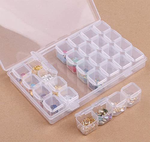 6 Pcs 28 Grids Clear 5D Diamond Painting Embroidery Box, Accessories Storage Containers Adjustable Bead Case with 196 Pcs Label Stickers (28 Grids 6 Pack) - color: 28 Grids 6 Pack