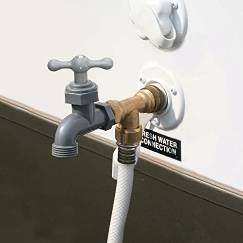 RV Water Inlet Replacement,RV City Water Inlet with Check Valve,City Water Fill Inlet Flange Brass Fresh City Water Inlet Connection for RV Camper Trailer Marine Motorhome,White - color: White