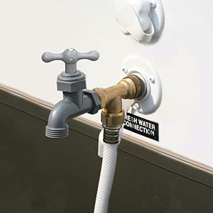 RV Water Inlet Replacement,RV City Water Inlet with Check Valve,City Water Fill Inlet Flange Brass Fresh City Water Inlet Connection for RV Camper Trailer Marine Motorhome,White - color: White