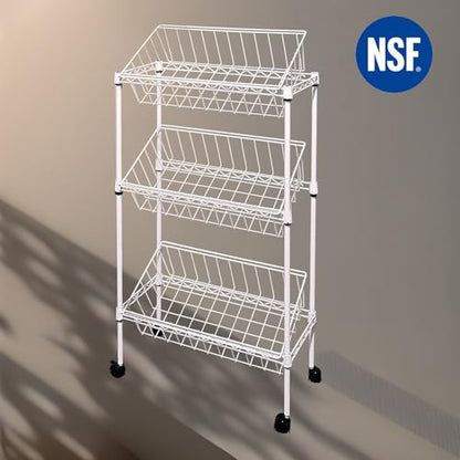 NSF white 3-layer storage rack, kitchen basket rack, vegetable tableware sorting, laundry room dirty clothes storage, detachable storage basket, multifunctional household epoxy resin - size: 3-White DIY basket