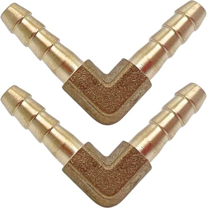 2PCS Brass 1/8" x 1/8" Hose Barb Fitting Barbed 90 Degree Elbow Connector L Right Angle Barbed Fitting by CX WONDERLAND - size: 1/8" Hose Barb