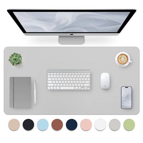 Bloss Large Desk Pad, Grey Desk Mat, Desk Pads on Top of Desks, Computer Mat Non-Slip, Desk Blotter Waterproof, Easy to Clean - Light Grey (31.5 x 15.7 Inches)
