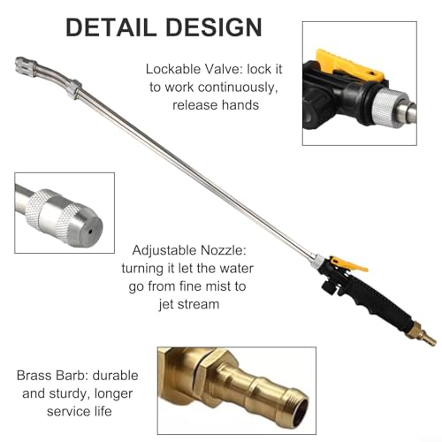 Stainless Steel Spray Bar Replacement With 3/8" Brass Barb,Adjustable Nozzle Wand For Garden Hose Backpack Sprayer,Rubber Handle