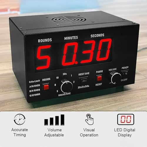 Professional Gym Interval Timer, Boxing Interval Clock with Large Clear LED Display and Buzzer, Volume Adjustable, Rest Time and Training Time Adjustable Flexibly, for Gym, Boxing Gym - color: Blue
