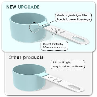 Measuring Cups & Spoons Set, Stackable Cups and Spoons, Nesting Measure Cups with Stainless Steel Handle, Kitchen Gadgets for Cooking & Baking (Gray) - color: Gray
