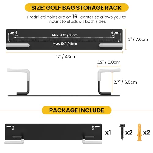 Wall Mounted Golf Bag Storage Rack,Golf Bag Storage Rack for Garage,Golf Bag Organizer for Garage,Golf Bag Hangers/Holder/Hook for Garage,Golf Storage System & Accessories - style: 2 Pcs Right-Angle Style