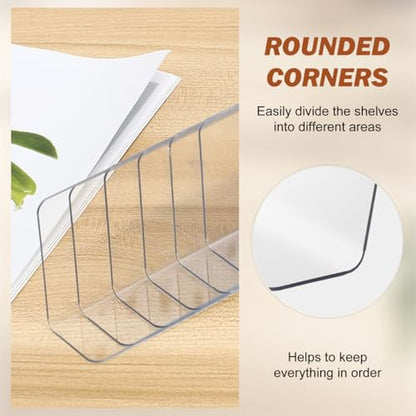 VOSAREA Plastic Shelf Dividers 6pcs Clear Acrylic L Shaped Separator Transparent Organizer Divider for Commodity Classification Cabinets Shelf Store 26cm - size: 28.00X6.00X3.00CM