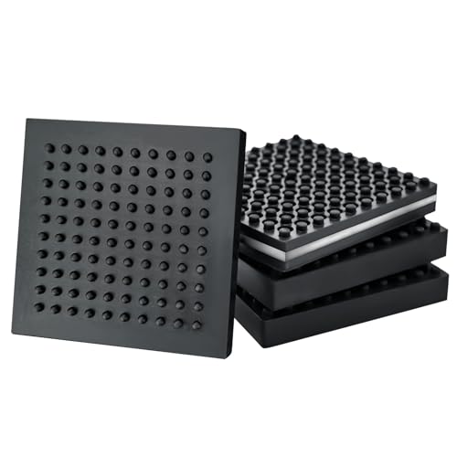 Machine Anti Vibration Mats Heavy Duty - 6 x 6 x 0.8 Inches 4 Pcs Non Slip Noise Reduction Anti Vibration Mats, Thick Steel Embedded Rubber Pad for Air Compressor, Swamp Cooler, Generator, HVAC - size: 6''x 6'', 4 Pcs