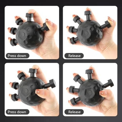 Finger Grip Strengthener, Adjustable Hand Grip Strength Trainer, Stress Relief Ball Finger Exerciser Gripper Tool for Muscle Building and Injury Recover