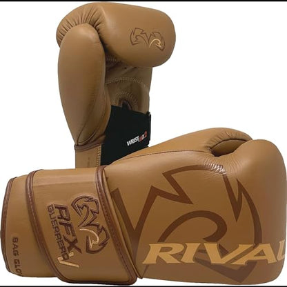 RIVAL Boxing RFX-Guerrero-V Bag Gloves, Multi-Layered Inner Foam Padding (HDEF), Premium Leather, Wrist Lock 2 System - color: Brown, size: 10 oz.