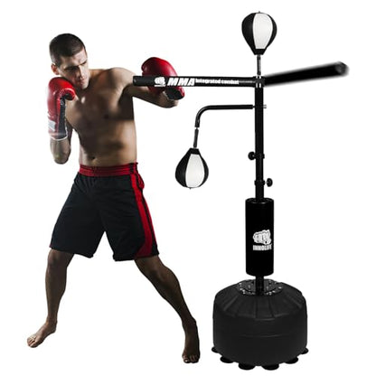 INNOLIFE 82IN Boxing Speed Trainer with 2 Punching Balls & Reflex Bar