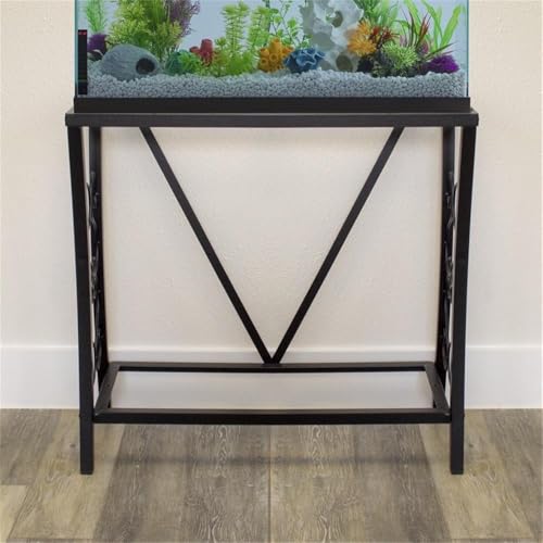 MAKLAINE Traditional Steel Aquarium Stand, 29 Gallon Capacity, Black Powder-Coated Finish, Durable Scroll Design, Easy Assembly, Home or Office Aquariums and Terrariums