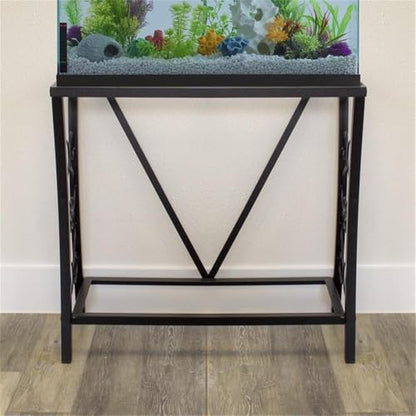 MAKLAINE Traditional Steel Aquarium Stand, 29 Gallon Capacity, Black Powder-Coated Finish, Durable Scroll Design, Easy Assembly, Home or Office Aquariums and Terrariums