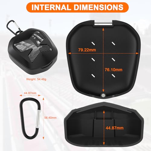ARGOMAX Mouth Guard Case with Clip, Ventilated Hard Shell - color: Black+carbon Fiber Coating.