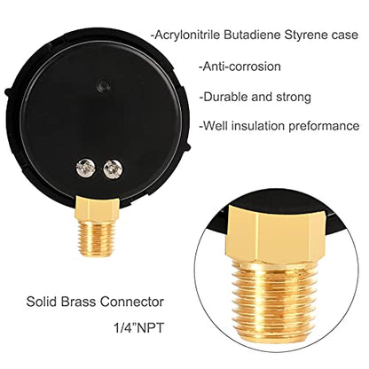 Pool Filter Pressure Gauge 60psi 1/4" NPT Bottom Mount, Pool Pump Pressure Gauge Replacement for Swimming Pool, Spa and Aquarium Valve Filter
