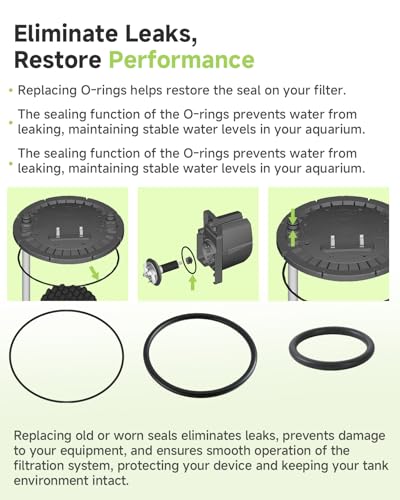 FX5 FX6 O-Ring Seal Kit Compatible with Fluval Canister Aquarium Filter A218 A219 Replacement Parts Includes A20210 x1 A20207 x2 A20212 x5 Lid Motor Seals for Routine Maintenance