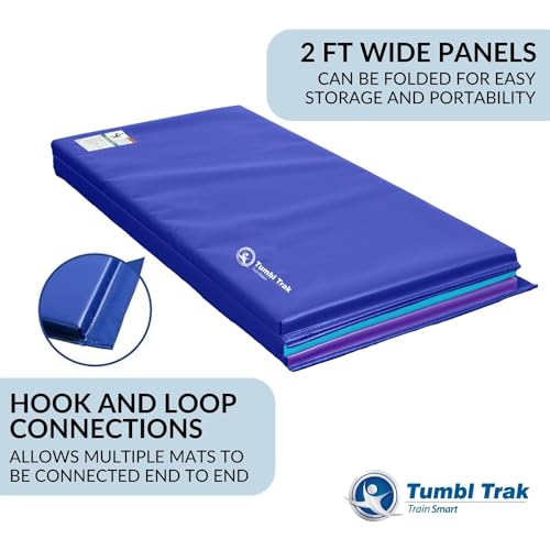 Tumbl Trak Gymnastics Folding Tumbling Panel Mat - color: Blueberry, size: 5'x10'x2"