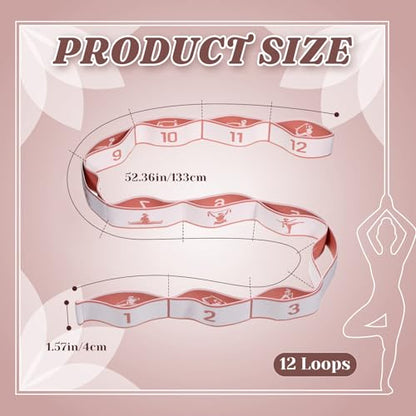 Yoga Strap with 12 Loops, Elastic Yoga Stretching Strap