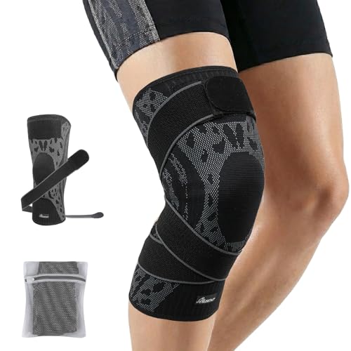 Wrestling Knee Pad, BJJ Knee Sleeve with Detachable Straps – Anti-Slip Compression Brace with Full Knee Cap Protection – for BJJ, Wrestling, Judo, MMA, Basketball, Tennis & Running Sports (Size M) - size: Medium