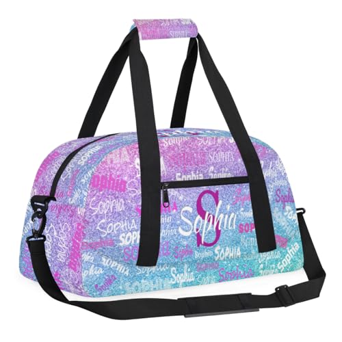 Custom Dance Sleepover Bag for Girls, Light Blue Purple Glitters Bling - color: Color 21