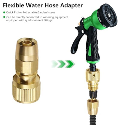 Expandable Hose Repair Kit, Solid Brass Hose End Repair Part for 3/4" GHT Quick Connector, Replacement Fitting for Flexible or Retractable Garden Water Hose, Quick Connector Not Included, 1 Pack