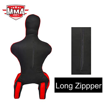 Kids Grappling Standing Dummy - Unfilled – Wrestling, Jiu-Jitsu, MMA Training Dummy with Moveable Arms and Legs – Durable Polyester Fabric - color: Black-Sit, size: 6 ft-72 Inch