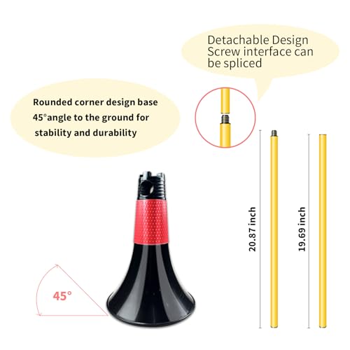 Obstacle Cones for Basketball Football and Sports Training, 10pcs Cones and 10pcs Poles with Carry Bag, Basketball Cones and Soccer Agility Poles for Soccer Basketball Speed Training