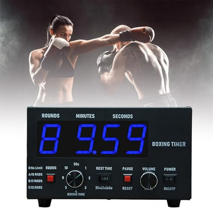 Classic Boxing Timer - Professional Gym Interval Timer with LED Display, Adjustable Sound, Stopwatch, Selectable Training Time & Cycle Repetitions - Portable & Easy to Use (Blue) - color: Blue