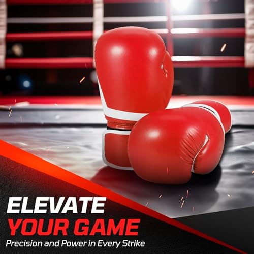 Flexzion Boxing Sparring Training Gloves Pro Muay Thai Kickboxing Heavy Bag Punching Mitts Wrist Wrap Full Contact Combat Sport Protective Hand Gear Martial Art Supply for Women & Teens, 10Oz - color: Red