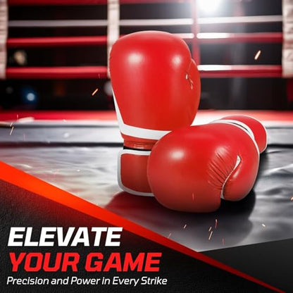 Flexzion Boxing Sparring Training Gloves Pro Muay Thai Kickboxing Heavy Bag Punching Mitts Wrist Wrap Full Contact Combat Sport Protective Hand Gear Martial Art Supply for Women & Teens, 10Oz - color: Red