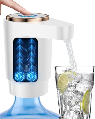 Water Jug Pump for 5 Gallon Bottle – Portable Electric USB-C Charging Dispenser, Dual Powerful Motors, Fast Flow, Fits 2-5 Gallon Jugs – Ideal for Home, Office, Camping, RV, White - color: White