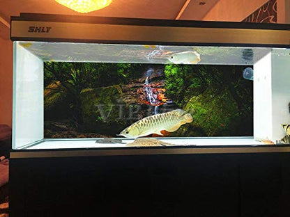 Mountain Water Aquarium Background Poster PVC Fish Tank Decorations Landscape (60" x 30"/ 152 x 76cm) - size: 60" x 30"/ 152 x 76cm